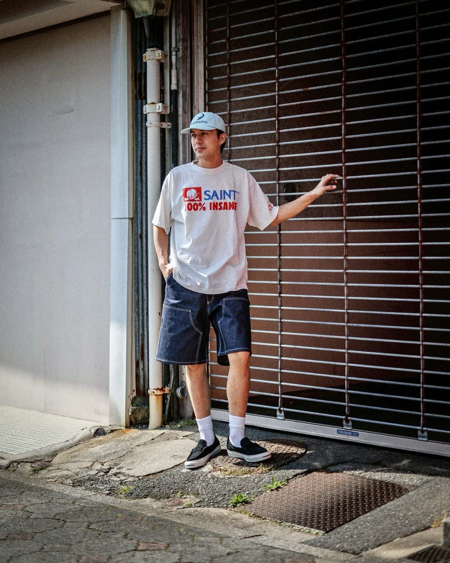 SAINT Mxxxxxx INSANE SS TEE/WHT Little Devil Angel TEE 100% INSANE slogan printed short sleeves off-white S-XL tube-woven fabric without side seams OE yarn original same weight correct version original main mark/wash mark/little angel security code original development no touch printing